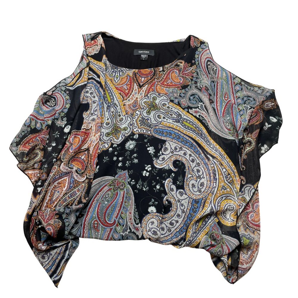 Women's Cold Shoulder Multi Colored Blouse Karen Kane, Large